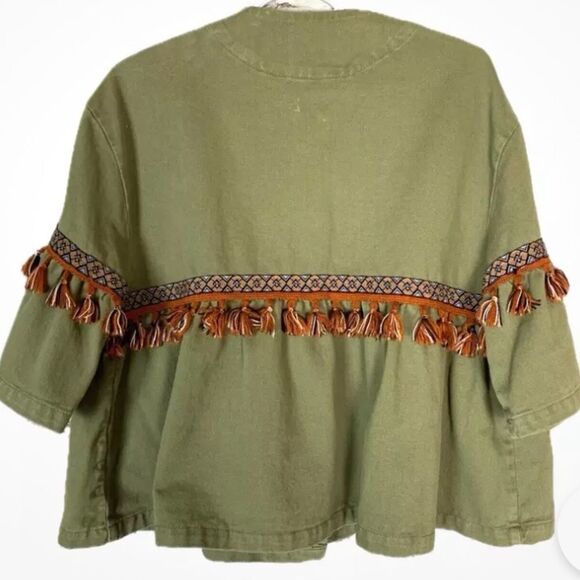 Zara 1975 denim cropped elbow sleeve jacket/top size extra small - Picture 3 of 7